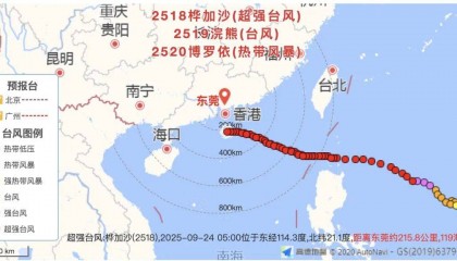 超强台风“桦加沙”正持续逼近！东莞局部风力已达10级！请大家做好防御！
