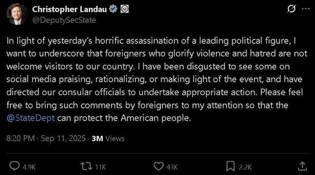 美高官警告：不许嘲笑，否则赶出美国！